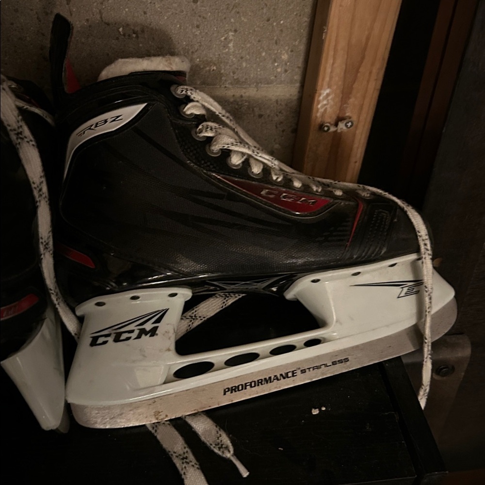 CCM Black and White Ice Skates with Red Accents